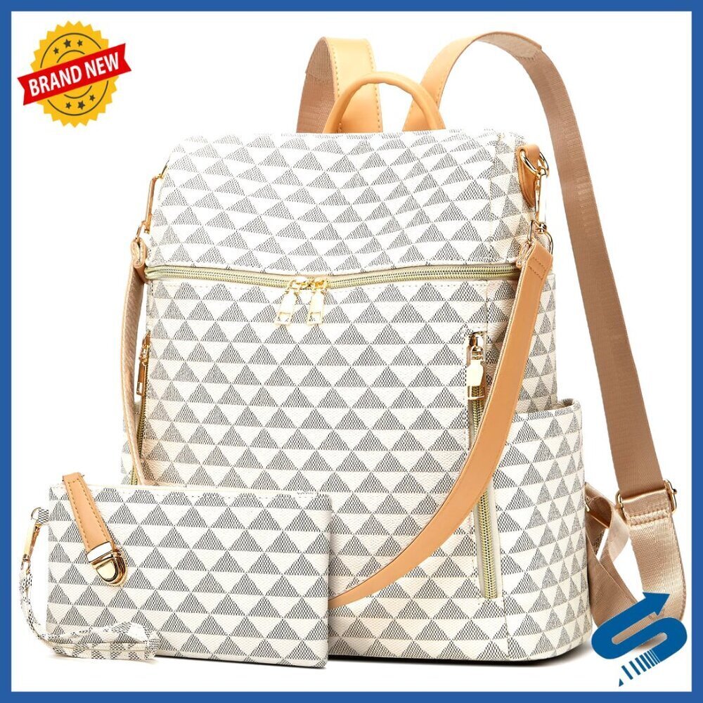 Convertible Backpack Purse PU Leather Travel Satchel Handbag 2 Piece Set